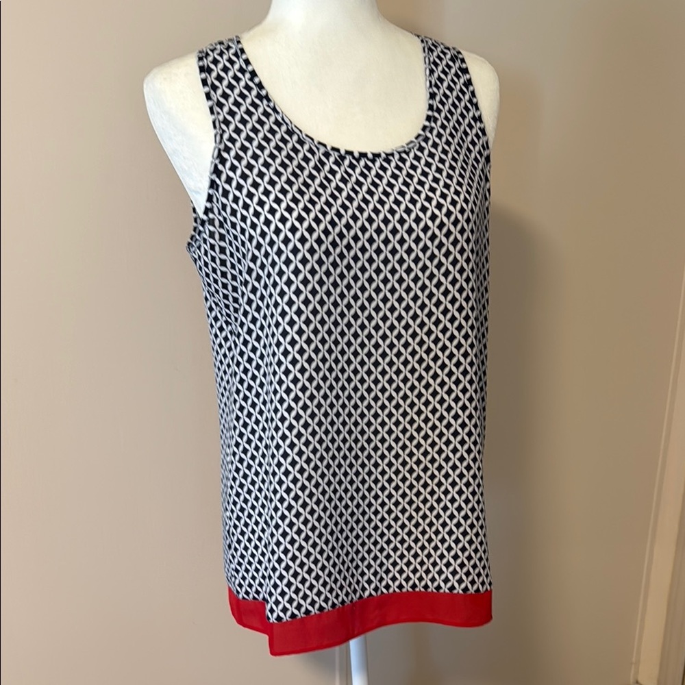 Zac & Rachel Blue and White top with back slit. Size M